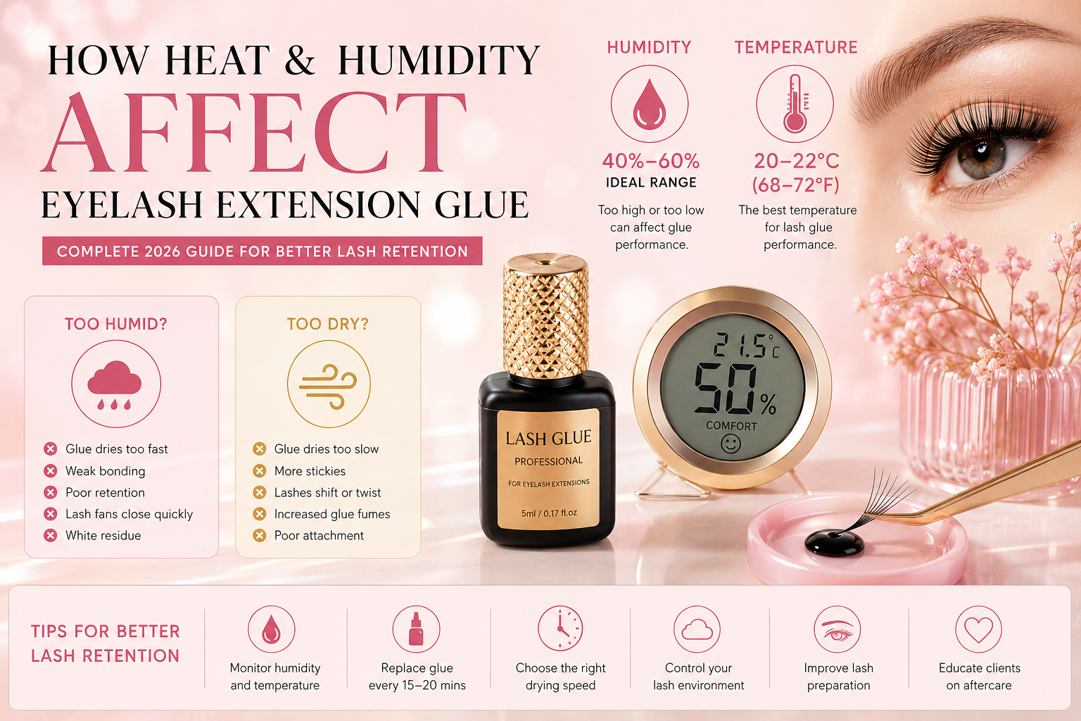 How Heat and Humidity Affect Eyelash Extension Glue (2026 Guide)