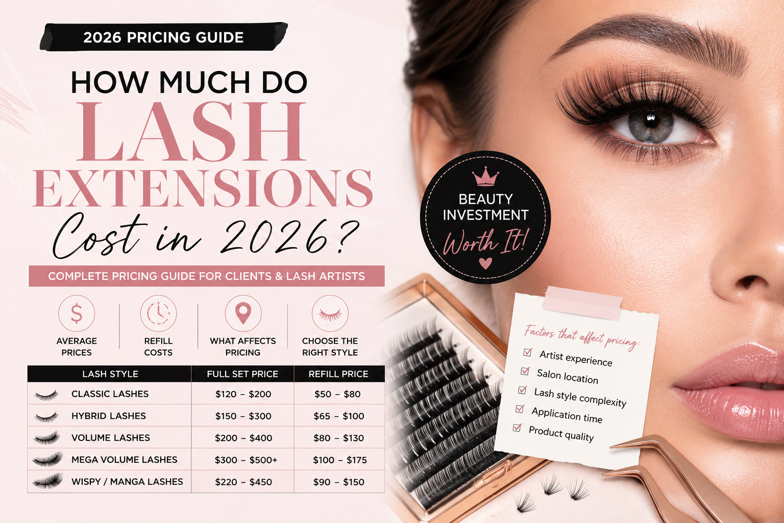 How Much Do Lash Extensions Cost in 2026? Complete Pricing Guide for Clients & Lash Artists