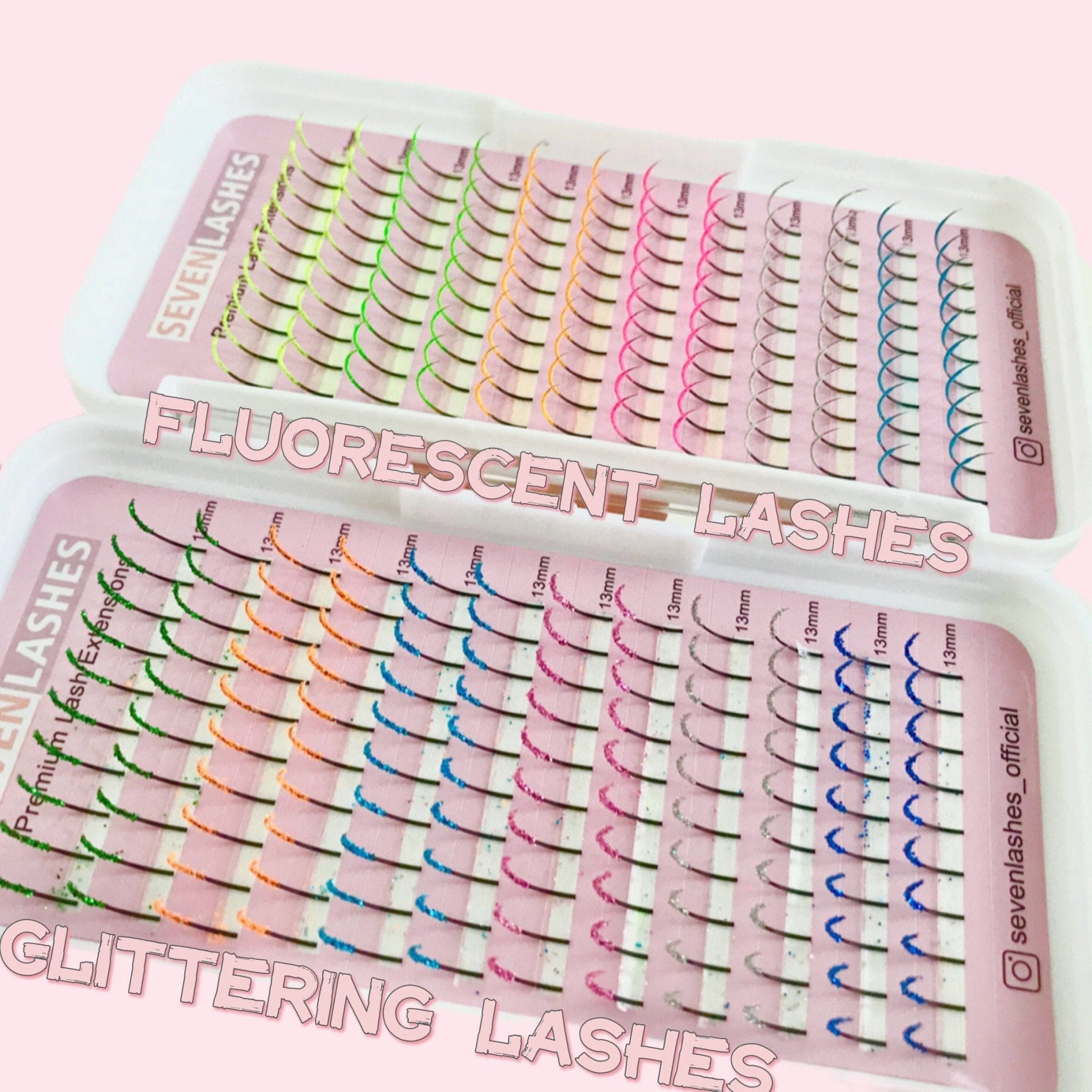 Sevenlashes Glittering/Fluorescent Lash Eyelash extension 5D Premade Fan Slim base