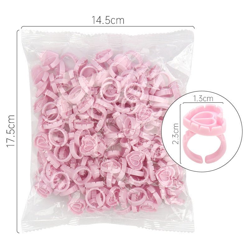 Sevenlashes 100 pcs / Pink Glue Ring (Heart) Glue Ring (Heart)-1 Glue Ring (Heart)