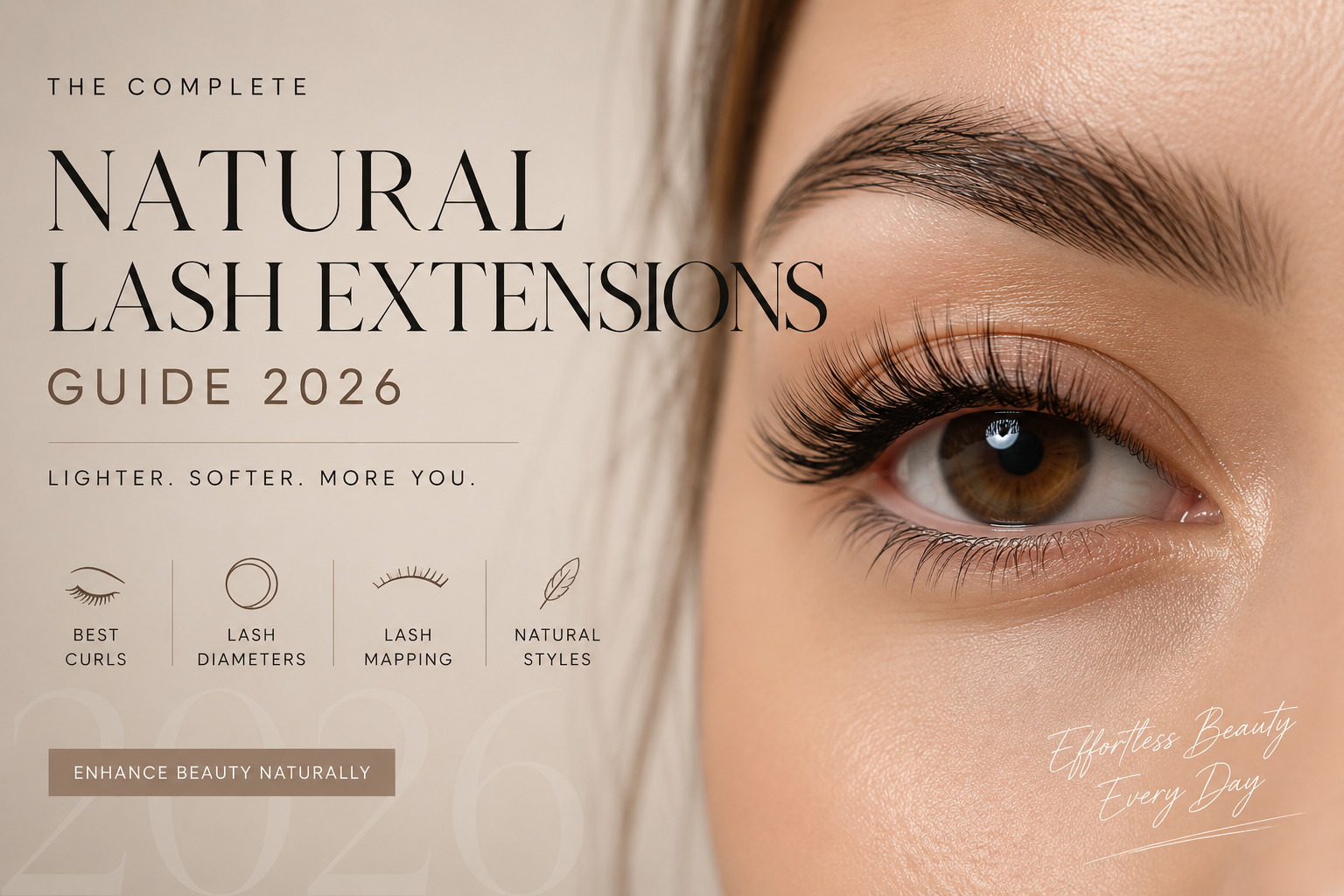 Natural Lash Extensions Guide 2026: Styles, Curls, Diameters & Lash Mapping for a Soft Natural Look