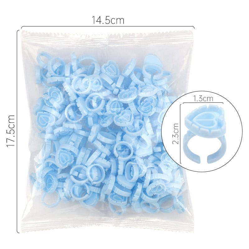Sevenlashes 100 pcs / Blue Glue Ring (Heart) Glue Ring (Heart)-2 Glue Ring (Heart)