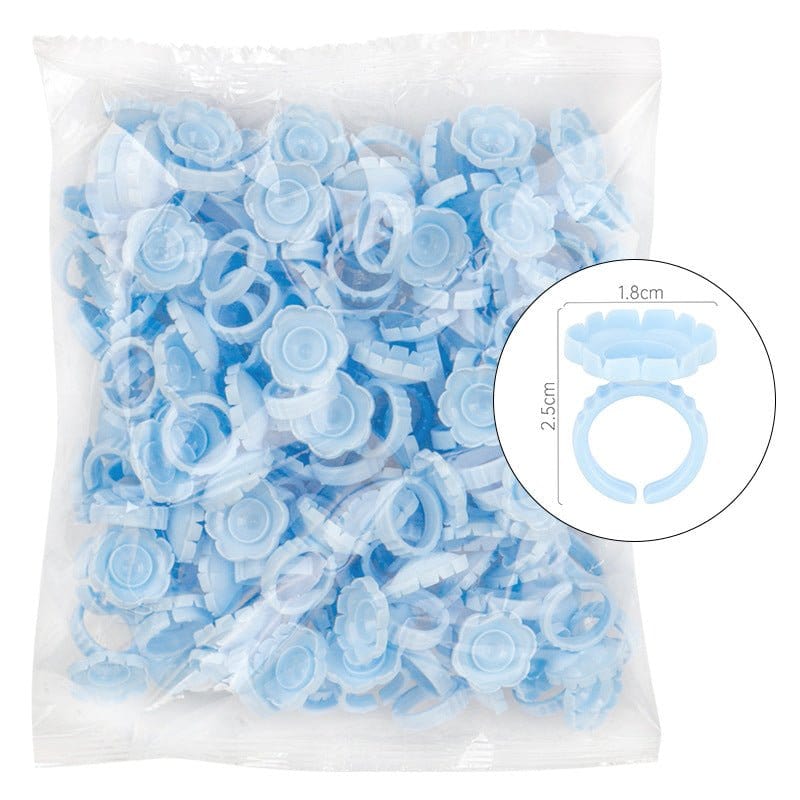 Sevenlashes 100pcs / Blue Glue Ring (Flower) Glue Ring (Flower)-2 Glue Ring (Flower)