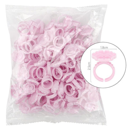 Sevenlashes 100pcs / Pink Glue Ring (Flower) Glue Ring (Flower)-1 Glue Ring (Flower)