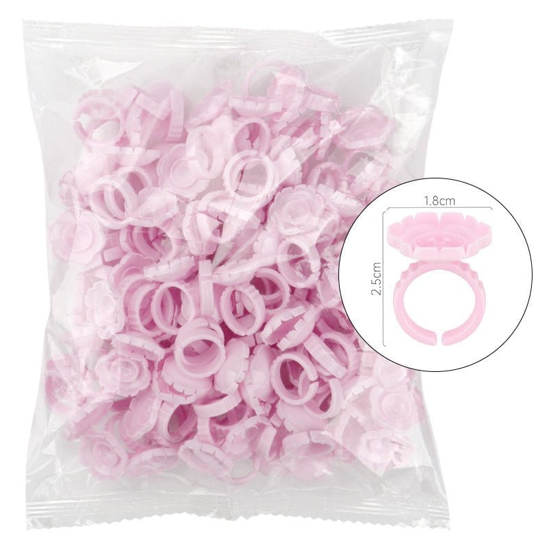 Sevenlashes 100pcs / Pink Glue Ring (Flower) Glue Ring (Flower)-1 Glue Ring (Flower)