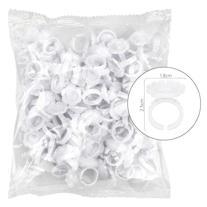 Sevenlashes 100pcs / White Glue Ring (Flower) Glue Ring (Flower)-3 Glue Ring (Flower)