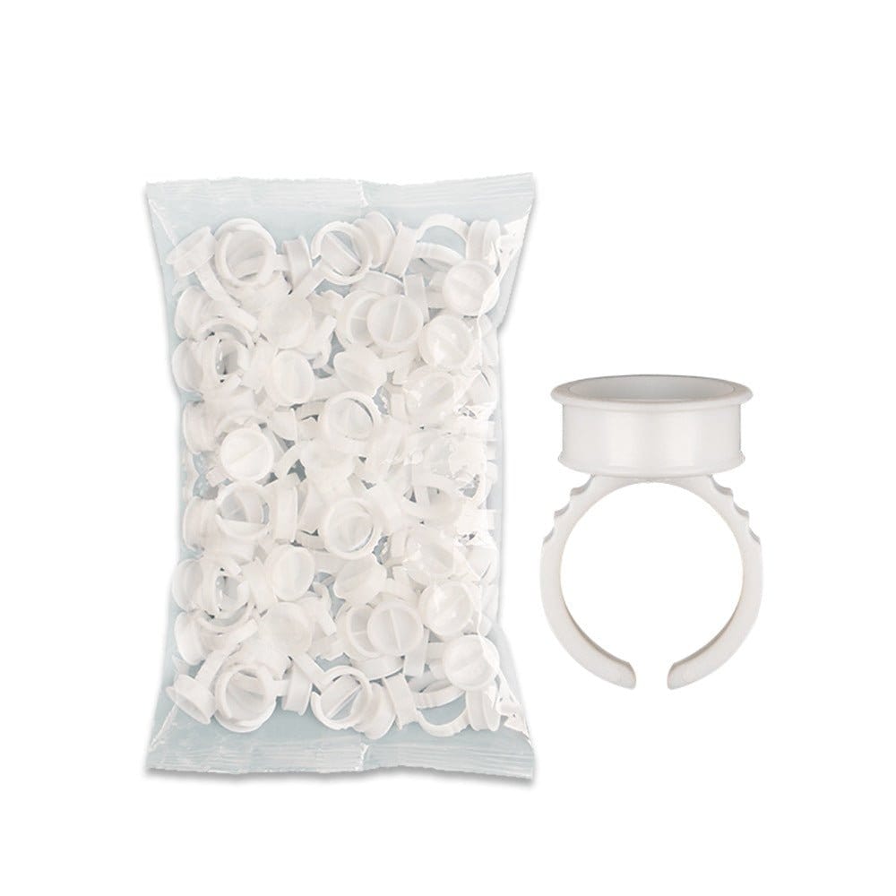 Sevenlashes 100pcs / White Glue Ring (Round) Glue Ring (Round)-2 Glue Ring (Round)